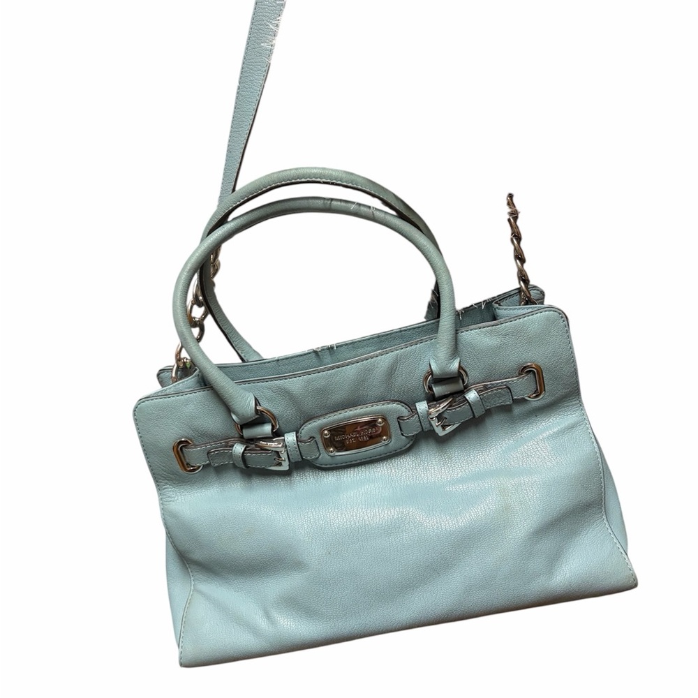 Michael Kors Hamilton Powder Blue Leather Top Handle Large Tote Bag - Picture 4 of 12